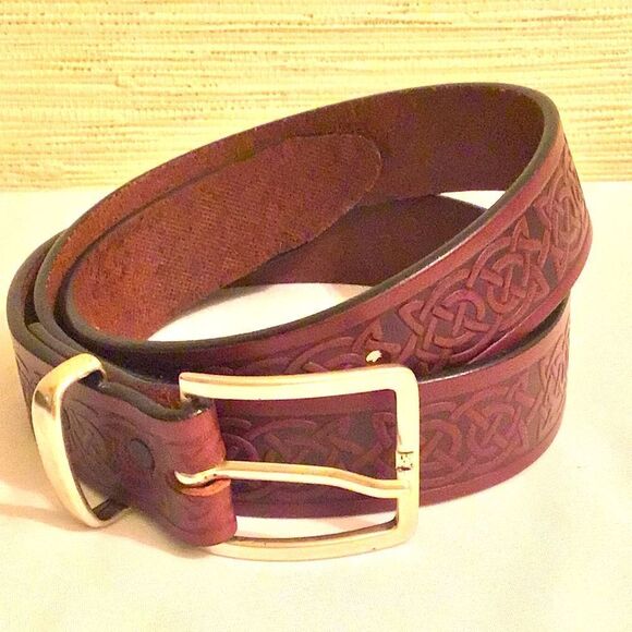 Lee River Brown Leather Celtic Jeans Belt - Picture 1 of 5